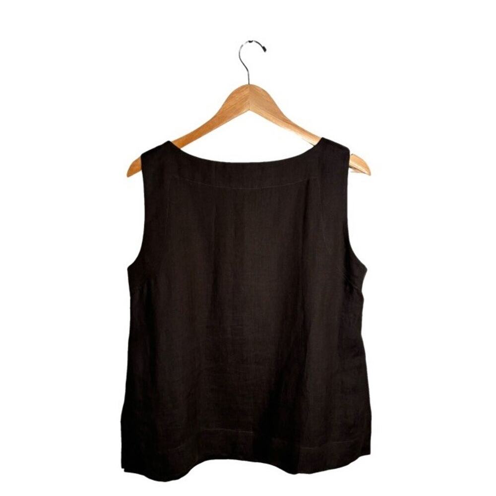 Voyage by Marina Rinaldi Linen Tank Size Large Dark Brown Fall Summer Casual - Picture 4 of 6